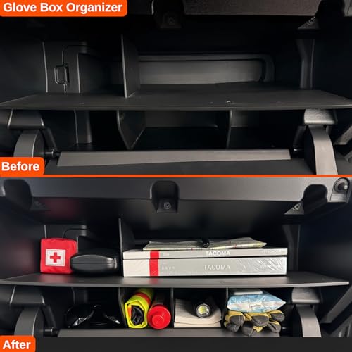 – Center Console Divider, Tray, and Glove Box Organizer for Toyota Tacoma (2024-2026) – Made in USA - (NOT for Tacoma i-FORCE MAX hybrid) - SLX514 - size: 2024-2026, style: Boxed Set