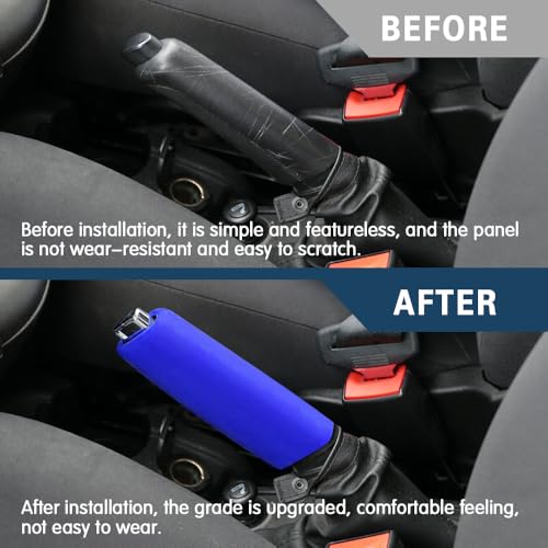 Car Handbrake Cover Gear Shift Knob Cover, Auto Comfortable Grip Handbrake Cover, Silicone handbrake Cover for Most Vehicle Handbrake - color: Blue