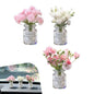 3 PCS Car Dash Flower Ornaments | Mini Daisy Flower, Dashboard Decorations, Daisy Cherry Blossom Jasmine Vase, Interior Accessories for Women Girl