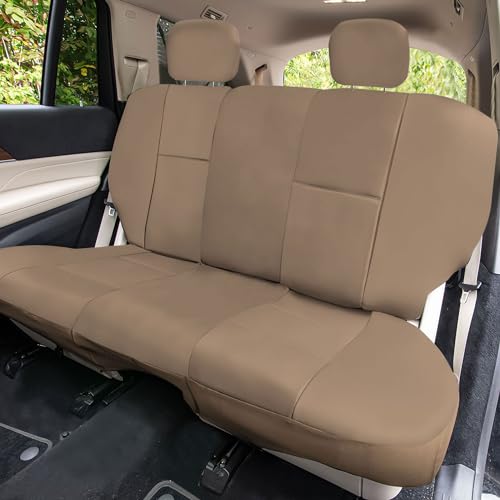 FH Group Full Set Faux Leather Car Seat Covers for Low Back Front Seat Covers, Solid Back Seat Cover, Universal Fit, SUV, Sedan, Van, Seat Cover, Tan - color: Tan, style: Full Set