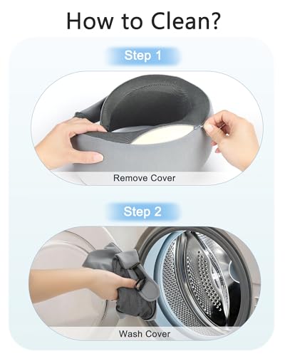 BeeVines Travel Pillow with Carry Case, Memory Foam Neck Pillows for Airplanes, 360° Wrap Around Support for Sleeping, Breathable & Washable Cover for Long Flights, Car & Train Traveling
