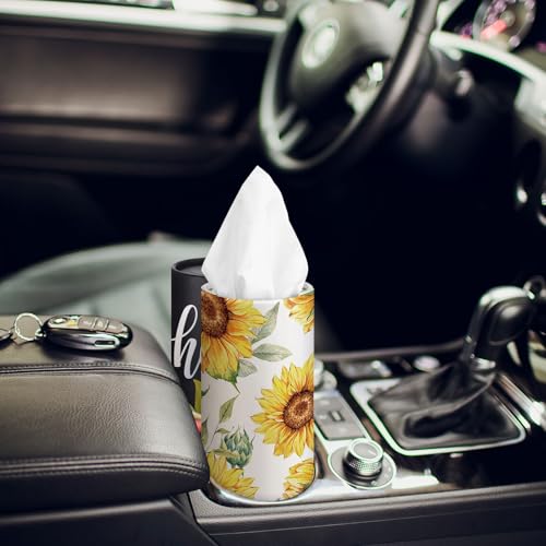 12 Pack Sunflower Tissue Cylinder Holder Bulk with 3 Ply Facial Tissues Black and White Round Napkin Holders Cylinder Flower Travel Paper Tubes Bulk Napkin for Spring Travel Home Decor - style: Elegant Sunflower
