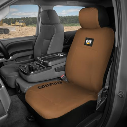 CAT DuraDrive Car Front Seat Cover – (1) pc, Beige Oxford, Heavy Duty Protection, Semi-Universal Fit – Durable Water-Resistant Auto Seat Protector for Truck, SUV, Sedan – Easy Install & Washable - color: Beige 1 Front