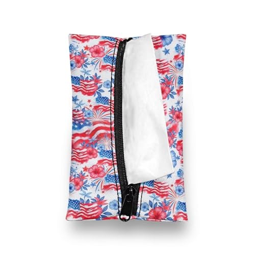 American Flag Daily Items Holder, Small Purses Tissue Pouch Zipper Enclosed Easy to Carry Car Tissue Packs Convenient Organizer Fashion Daily Items - color: American Flag 01