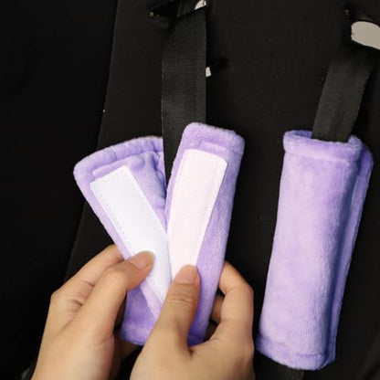 SWESEN Baby Car Seat Belt Covers for Boys and Girls, Carseat Shoulder Padding, Soft Car Seat Neck Cover, Mink Car Seat Straps Shoulder Pads, Solid Colour Stroller Strap Cover for Baby Kids, Purple - color: Purple