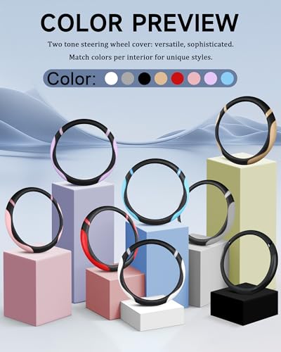 Universal Leather Steering Wheel Cover for Women Steering Wheel Cover for Car 15 inch (Lilac Color)