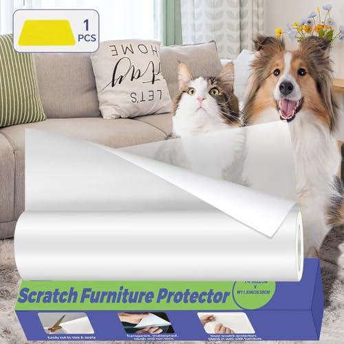 Cat Scratch Furniture Protector: Cat Anti Scratch Tape - Door Protector from Dog Scratching - Clear Training Self Adhesive Tape for Carpet, Sofa, Couch, Door(Transparent, 11.8" x 6.56FT) - size: 11.8" x 6.56FT