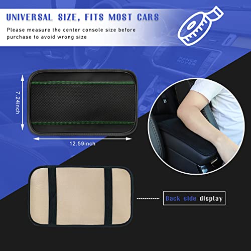 Ziciner Car Center Console Armrest Pad, 12.6X 7.2 Inch PU Leather Waterproof Auto Armrest Seat Box Cover Protector, Universal Car Interior Accessories (Black & Green) - color: Black & Green