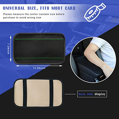 Ziciner Car Center Console Armrest Pad, 12.6X 7.2 Inch PU Leather Waterproof Auto Armrest Seat Box Cover Protector, Universal Car Interior Accessories (Black & Green) - color: Black & Green