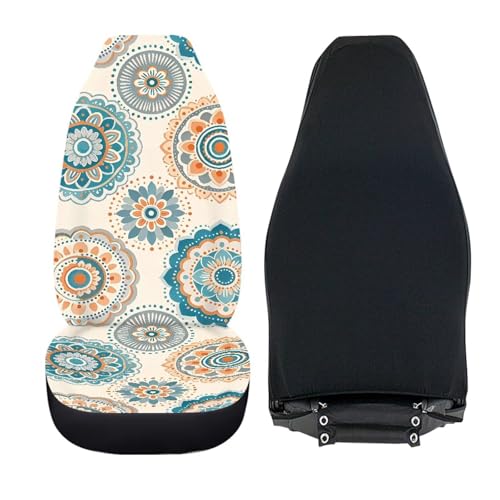 INSTANTARTS Boho Mandala Front Car Seat Covers Breathable Automotive Vehicle Seat Cover Auto Interior Accessories Fit for Most Cars SUV - color: Boho Mandala
