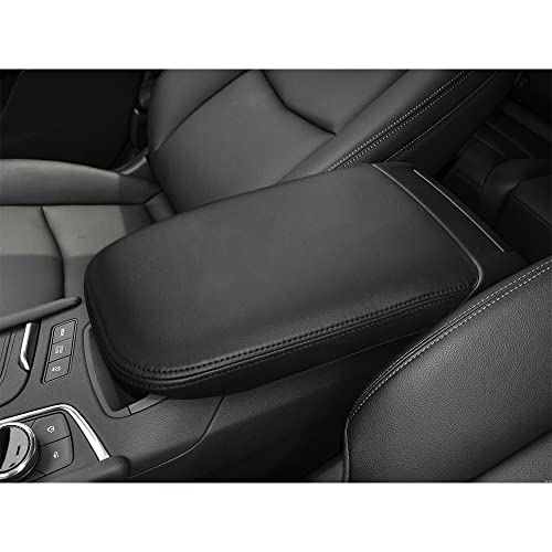 DEYTOP Console Cover for Cadillac XT5 2017-2026 Armrest Cover for Cadillac XT5 2025 2026 Accessories Anti-Scratch Leather Armrest Pad Protector (Black with Black Stitches)