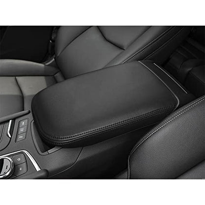 DEYTOP Console Cover for Cadillac XT5 2017-2026 Armrest Cover for Cadillac XT5 2025 2026 Accessories Anti-Scratch Leather Armrest Pad Protector (Black with Black Stitches)