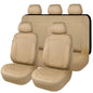 Flying Banner Synthetic Leather car seat Covers Full Set Front and Rear Bench Fashion Easy Installation Cup Holder Free (Solid Beige, Low Bucket - Full Set)