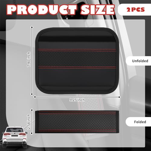 2PCS Leather Car Seat Belt Cover Pad,Stylish Seatbelt Covers with Diamond-Patterned Designs,Comfortable & Breathable Car Seat Strap Pads for Neck & Shoulder Pain Relief (Black Red/2PCS) - color: Black Red/2PCS