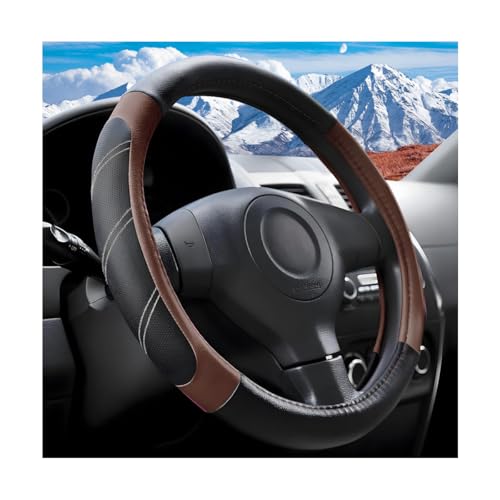 Zpana Car Steering Wheel Cover, 15 Inch Carbon Fiber Leather Non-Slip Steering Wheel Protector with Lining, Breathable Automotive Interior Accessories, Universal for SUV RV Truck (Orange) - color: Orange