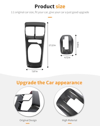 Hoolcar 2PCS Center Console Gear Shift Panel Cover Trim Kit Interior Accessories for Chevy Camaro 2010-2015, Carbon Fiber - color: Carbon Fiber