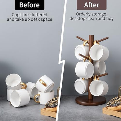 MyLifeUNIT Mug Holder Tree, Coffee Cup Holder with 6 Hooks (Brown) - color: Brown