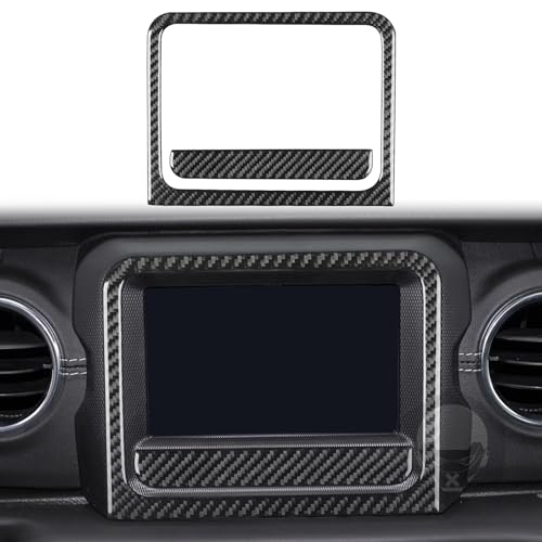 Car Carbon Fiber Navigation Panel Decorative Cover Compatible with Jeep Wrangler JL JLU Gladiator JT Carbon Fiber Interior 2018 2019 2020 2021 2022 2023 2024 - color: Black 9