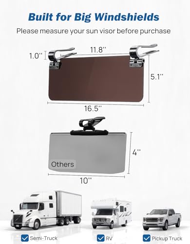 JOYTUTUS Large Sun Visor Extender for SUV Pickup Truck, Polarized Sun Visor Extender Universal Sun Blocker UV400, Adjustable Visor Extension for Car Visor,Double-Clip,Anti Glare Stray Light - size: Large Polarized Extender