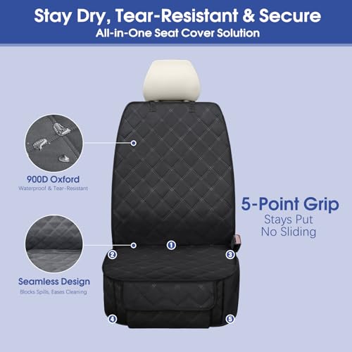 ALLANSING Front Seat Cover for Dogs with Side Flaps, Heavy Duty 900D Waterproof Seat Protector, Protects from Dirt & Scratches, for Pets & Daily Use, Fits Cars SUV Trucks Minivans (2-Pack) - size: 2_Pack