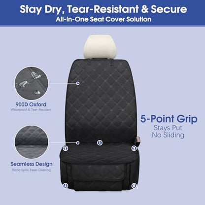 ALLANSING Front Seat Cover for Dogs with Side Flaps, Heavy Duty 900D Waterproof Seat Protector, Protects from Dirt & Scratches, for Pets & Daily Use, Fits Cars SUV Trucks Minivans (2-Pack) - size: 2_Pack