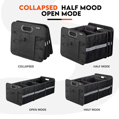 Trunk Organizer for Car， Collapsible Trunk Organizer with Multi Pockets, 3 Compartments Storage Organizer for Car SUV, Truck, Sedan