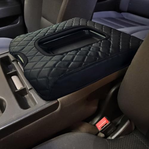 Zxiaochun Center Console Cover Compatible with 2014-2018 Chevy Silverado/GMC Sierra Jump Seat Accessories, Middle Console Armrest Lid Leather Protective Cover(ONLY for Split Bench Seat Console) - color: Black, size: For 2014-2018 Silverado Sierra Jump Sea
