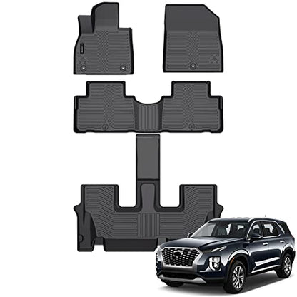 Auxko All Weather Floor Mats Fit for Hyundai Palisade 7&8 Seat 2020-2024 2025 TPE Rubber Liners Palisade Accessories Set All Season Guard Odorless Anti-Slip Floor Mats - size: palisade|2020-2025|floor mats