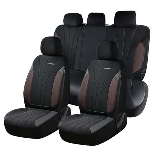 Coverado Seat Covers, Red Car Seat Covers Full Set, Automotive Seat Covers 5 Seats, Waterproof Black Car Seat Protectors Universal Fit for SUVs Trucks Sedans - color: Black-coffee, size: FullSet
