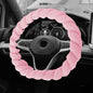 Luxury Fluffy Winter Car Steering Wheel Cover for Women, Steering Wheel Protector, 15" Fluffy Soft Breathable Warm Non-Slip Decoration, Twisted Fur Car Cover for Vehicles (Pink, D-Shape)