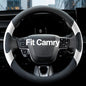 West Llama Customized Auto Car Steering Wheel Cover for Toyota Camry 2006-2026, Microfiber Leather, Anti-Slip, 14.5-15inch, Black + White - color: A-Black+White
