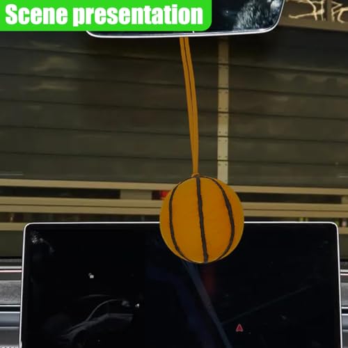 Basketball Car Rear View Mirror Charm, Felt Handmade Auto Interior Hanging Ornament Accessories, Cute Ball Vehicle Mirror Decorative Pendant Present for Women Man (Basketball) - size: Basketball