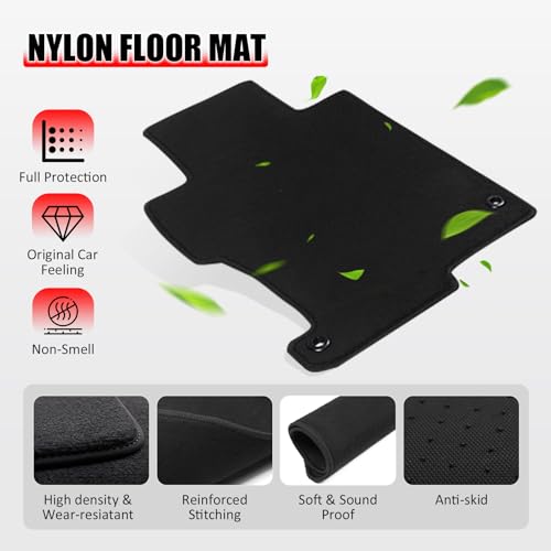 Floor Mats Compatible with 2013-2017 Honda Accord Sedan, Factory Fitment Carpet Front & Rear Black 4PC Nylon by IKON MOTORSPORTS, 2014 2015 2016