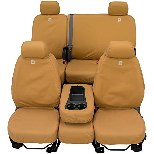 Covercraft Carhartt SeatSaver Custom Seat Covers | Fits 2001-2006 Ford F-250/F-350 | 1st Row 40/20/40 Bench Seat, Duck Weave Brown