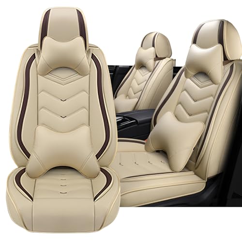 Car Seat Cover for KIA Soul 2010-2025, Driver's Seat Covers,Non-Slip Waterproof seat Cover,Wear-Resistant Nappa Leather car seat Covers. (Luxury 2 Seats/Beign) - color: Beige, size: Luxury 2 Seats