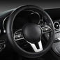 Morandi Color Steering Wheel Cover, Nappa Leather, Fashionable Sporty Style, Universal 15 inches，Black - color: Black
