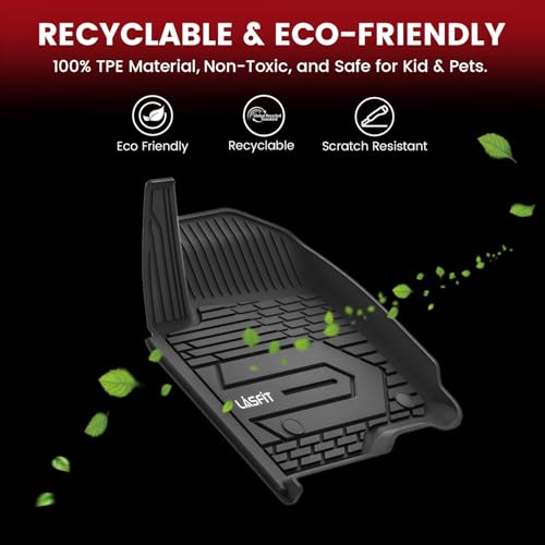 LASFIT Front Floor Mats 2019-2026 for Chevrolet Silverado/GMC Sierra 1500, Crew Cab/Double Cab, 2020-2026 Chevy Silverado/GMC Sierra 2500HD 3500HD, All Weather TPE Floor Liners, 1st Row Only - size: 2019-2026 1500 2500HD 3500HD | Crew Cab/Double Cab