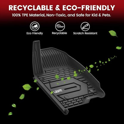 LASFIT Front Floor Mats 2019-2026 for Chevrolet Silverado/GMC Sierra 1500, Crew Cab/Double Cab, 2020-2026 Chevy Silverado/GMC Sierra 2500HD 3500HD, All Weather TPE Floor Liners, 1st Row Only - size: 2019-2026 1500 2500HD 3500HD | Crew Cab/Double Cab