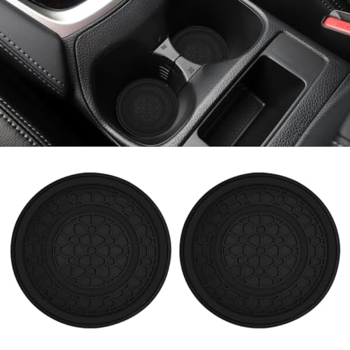 2PCS Car Cup Holder Coasters, 2.75 Inch Auto Non-Slip Anti Dust Cup Mats, Console Cup Holder Insert Coaster Auto Insulated Mats, Universal Interior Accessories for Most Cars (Black) - color: Black