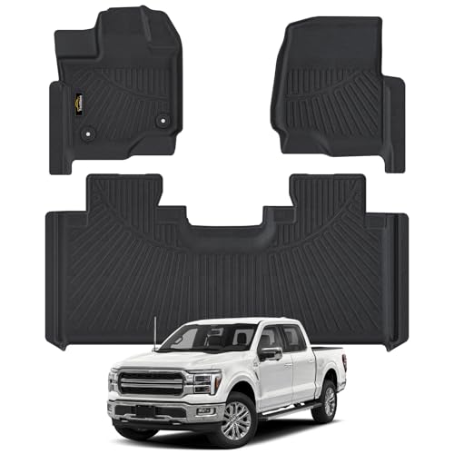 Floor Mats Custom Fit for 2015-2025 2026 Ford F150 Super Cab/Extended Cab (Not for SuperCrew Cab) All Weather TPE Rubber Floor Liners Anti-Slip Full Set for Ford F-150 SuperCab Accessories - size: for 2015-2026 Ford F150 Super Cab Floor Mats