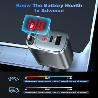 Retractable Car Charger 4 in 1, Car Charger USB C Fast Charge 84W Cigarette Lighter USB Charger, Travel Essentials Car Accessories Gifts for Men Women for iPhone 17 16 15 14 13 12 Pro Max, Samsung