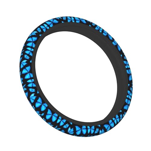 Blue Butterfly Steering Wheel Covers Non Slip Neoprene Steering Wheel Protector Universal 15 inch for Women Men Car - color: Black18