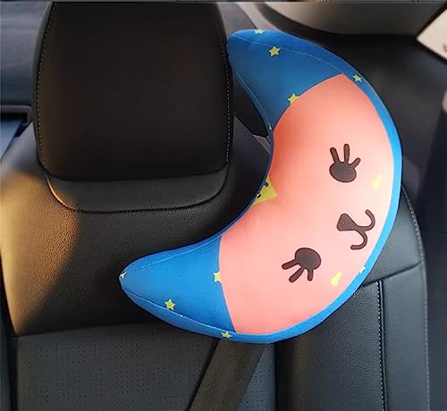 Kids Car Seat Travel Neck Pillow Soft Neck Support Cushion Car Seat Belt Cover Cushion Pillow Car Seatbelt Shoulder Pad Head Neck Support Pillow Seat Strap Pillow for Car Airplane Pushchair Travel - color: Blue+black