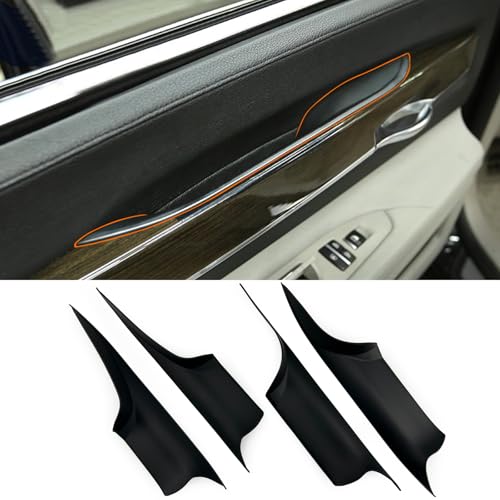 4PCS Car Door Handle Cover Fit for BMW 7 Series F02 730Ld 740Li 750Li 760Li 2009-2015 Interior Door Pull Handles Protective Decorate Covers (Black) - color: F02 4PCS Black