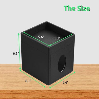 Tissue Box Cover, PU Leather Square Tissue Box Holder with Upper Storage Tray for Bathroom/Countertop/Nightstand/Office Table - Black