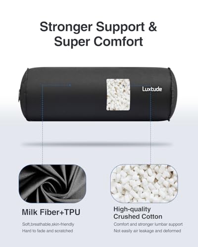Luxtude Inflatable Lumbar Pillow for Airplane Travel, Inflatable Lumbar Support Pillow for Car & Office Chair, Neck Roll Pillows for Lower Back Pain Relief, Travel Back Support Neck Pillows