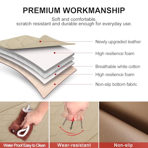 1 Pack Leather Front Car Seat Cover Bottom Car Seat, Anti-Slip and Full Wrap Driver Car Seat Protectors, Luxury Waterproof Bottom Auto Seat Cushion Pad Mat for Most Vehicles(Yellow Beige) - color: Yellow Beige-1pcs