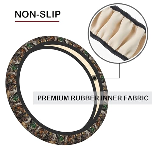 Camo Camouflage Leaf Steering Wheel Cover, Non-slip Breathable Neoprene Steering Wheel Covers, Men Car Accessories Universal 15 Inch Fit Auto, Suvs, Truck - color: Camouflage Leaf