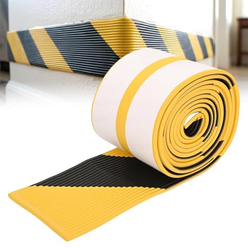 196.9" Foam Wall & Corner Guards 7.9" W High-Visibility Edge Bumper Guard, Self-Adhesive Wall Rubber Padding for Car Door Protection Parking Warehouse Home-Yellow Black