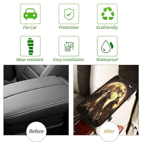 Universal Auto Center Console Pad and 2Pcs Car Coasters Set, Anti Slip Soft Neoprene Car Armrest Seat Box Cover Protector Universal Fit - Car Interior Accessories, Moonwolf - color: 505